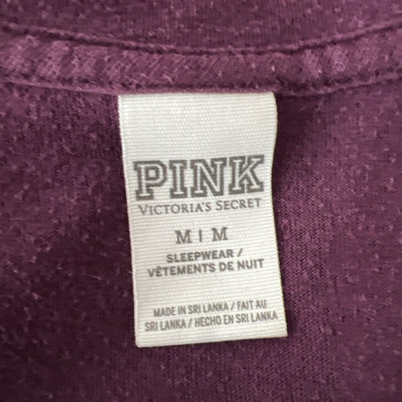 Pink Victoria's Secret Shirt Women Medium Purple Short Sleeve V-Neck Sleepwear - Picture 5 of 13